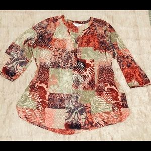 Patchwork boho unique women’s casual shirt